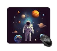 Tappetino per mouse quadrato con pianeti del sistema solare astronauta tappetino per mouse portatile con base in gomma antiscivolo 25 x 30 cm tappetino per mouse da gioco ultra sottile per computer