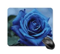 Tappetino per mouse quadrato con rosa blu romantica, tappetino per mouse portatile con base in gomma antiscivolo, 25 x 30 cm, ultra sottile, per computer, laptop, accessori da scrivania da ufficio