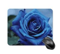 Tappetino per mouse quadrato con rosa blu romantica, tappetino per mouse portatile con base in gomma antiscivolo, 20 x 25 cm, ultra sottile, per computer, laptop, accessori da scrivania da ufficio