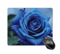 Tappetino per mouse quadrato con rosa blu romantica, tappetino per mouse portatile con base in gomma antiscivolo, 18 x 22 cm, ultra sottile, per computer, laptop, accessori da scrivania da ufficio
