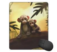 Tappetino per mouse quadrato con simpatica coppia di scimmie, con base in gomma, 25,4 x 30,5 cm, tappetino per mouse wireless antiscivolo, per laptop, accessori da scrivania da ufficio, tappetino per