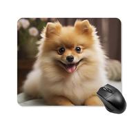 Tappetino per mouse quadrato con simpatico cane Pomerania, tappetino per mouse portatile con base in gomma antiscivolo, 25 x 30 cm, ultra sottile, per computer, laptop, ufficio, accessori da scrivania