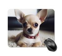 Tappetino per mouse quadrato con simpatico chihuahua, ultra sottile, superficie liscia e base in gomma antiscivolo, impermeabile, confortevole, per computer portatili, 20 x 25 cm