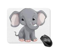 Tappetino per mouse quadrato con simpatico elefante in stile cartone animato, tappetino per mouse portatile con base in gomma antiscivolo, 20 x 25 cm, ultra sottile, per computer, laptop, accessori da