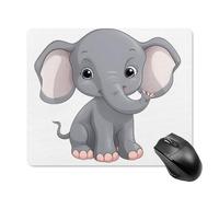 Tappetino per mouse quadrato con simpatico elefante in stile cartone animato, tappetino per mouse portatile con base in gomma antiscivolo, 18 x 22 cm, ultra sottile, per computer, laptop, accessori da