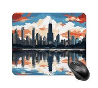 Tappetino per mouse quadrato con skyline di Chicago, tappetino per mouse portatile con base in gomma antiscivolo, 25 x 30 cm, ultra sottile, per computer, laptop, accessori da scrivania da ufficio