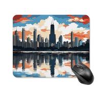 Tappetino per mouse quadrato con skyline di Chicago, tappetino per mouse portatile con base in gomma antiscivolo, 20 x 25 cm, ultra sottile, per computer, laptop, accessori da scrivania da ufficio