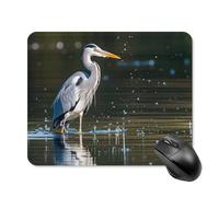 Tappetino per mouse quadrato con stampa di airone grigio in acqua, tappetino per mouse portatile con base in gomma antiscivolo, 20 x 25 cm, ultra sottile, per computer, laptop, accessori da scrivania