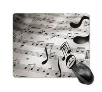 Tappetino per mouse quadrato con stampa di note musicali, ultra sottile, superficie liscia e base in gomma antiscivolo, impermeabile, confortevole, per computer portatili, 18 x 22 cm