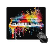 Tappetino per mouse quadrato con tastiera colorata per pianoforte e note musicali, tappetino per mouse portatile con base in gomma antiscivolo, 18 x 22 cm, ultra sottile, per computer, laptop