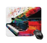Tappetino per mouse quadrato con tastiera e pianoforte colorato, tappetino per mouse portatile con base in gomma antiscivolo, 20 x 25 cm, ultra sottile, per computer, laptop, ufficio, accessori da