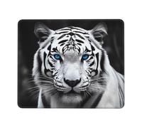 Tappetino per mouse quadrato con tigre dagli occhi blu, con base in gomma, tappetino per mouse senza fili, antiscivolo, per laptop, accessori da scrivania, tappetino per mouse da gioco, 17,8 x 21,8 cm