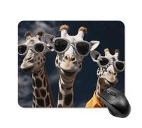 Tappetino per mouse quadrato con tre giraffe che indossano occhiali da sole, tappetino per mouse con base in gomma antiscivolo, tappetino per mouse wireless per giochi, ufficio e casa, tappetino per