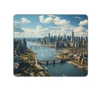 Tappetino per mouse quadrato con vista sull'attico di New York Manhattan, tappetino per mouse con base in gomma antiscivolo, 25,4 x 30,5 cm, tappetino per mouse personalizzato per mouse wireless