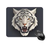 Tappetino per mouse quadrato con volto di tigre, ultra sottile, superficie liscia e base in gomma antiscivolo, impermeabile, confortevole, per computer portatili, 20 x 25 cm