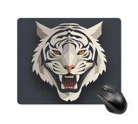 Tappetino per mouse quadrato con volto di tigre, ultra sottile, superficie liscia e base in gomma antiscivolo, impermeabile, confortevole, per computer portatili, 18 x 22 cm