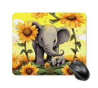 Tappetino per mouse quadrato da gioco con madre elefante girasoli tappetino per mouse ultra sottile, superficie liscia e base in gomma antiscivolo, impermeabile, confortevole, per computer portatili
