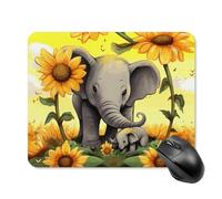 Tappetino per mouse quadrato da gioco con madre elefante girasoli ultra sottile, superficie liscia e base in gomma antiscivolo, impermeabile, confortevole, per computer portatili, 20 x 25 cm