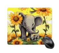 Tappetino per mouse quadrato da gioco con madre elefante girasoli ultra sottile, superficie liscia e base in gomma antiscivolo, impermeabile, confortevole, per computer portatili, 18 x 22 cm