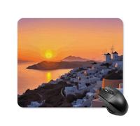 Tappetino per mouse quadrato grecia isola tramonto paesaggio tappetino per mouse portatile per computer portatile con base in gomma antiscivolo 25 x 30 cm tappetino per mouse da gioco ultra sottile