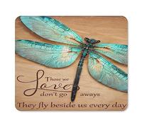 Tappetino per mouse quadrato, impermeabile, con base in gomma antiscivolo, ideale come regalo per compleanno, Natale, 25,4 x 30,5 cm, motivo: libellula con scritta "Those We Love Don't Go Away