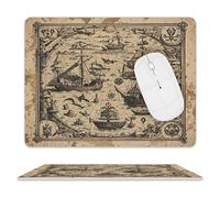 Tappetino per mouse quadrato in pelle con mappa del tesoro e pirata marittima, impermeabile, con base in gomma antiscivolo, piccolo tappetino per mouse portatile, per scrivania, laptop, ufficio, casa