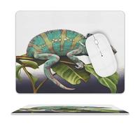 Tappetino per mouse quadrato in pelle con motivo camaleonte, impermeabile, con base in gomma antiscivolo, piccolo tappetino per mouse portatile per scrivania, laptop, ufficio, casa, 20 x 25 cm