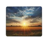 Tappetino per mouse quadrato, motivo: campo dell'alba, con base in gomma, tappetino per mouse senza fili, antiscivolo, per laptop, accessori da scrivania, tappetino per mouse da gioco, 17,8 x 21,8 cm