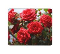 Tappetino per mouse quadrato, motivo: cespuglio di rose rosse in giardino, con base in gomma antiscivolo, 25,4 x 30,5 cm, tappetino per mouse personalizzato, per mouse wireless, laptop, accessori da