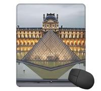 Tappetino per mouse quadrato, motivo: Museo del Louvre di Parigi, con base in gomma, 25,4 x 30,5 cm, tappetino per mouse wireless, antiscivolo, per laptop, accessori da scrivania, tappetino per mouse