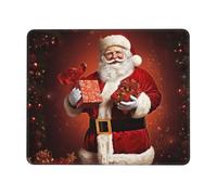 Tappetino per mouse quadrato, motivo natalizio con Babbo Natale, con base in gomma, tappetino per mouse senza fili, antiscivolo, per laptop, accessori da scrivania, tappetino per mouse da gioco, 25,4