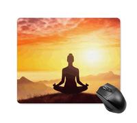 Tappetino per mouse quadrato per meditazione yoga, tappetino per mouse portatile con base in gomma antiscivolo, 18 x 22 cm, ultra sottile, per computer, laptop, accessori da scrivania da ufficio