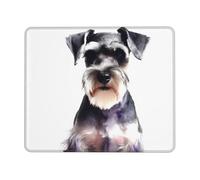 Tappetino per mouse quadrato Schnauzer ben educato, con base in gomma, tappetino per mouse senza fili, antiscivolo, per laptop, accessori da scrivania, tappetino per mouse da gioco, 17,8 x 21,8 cm