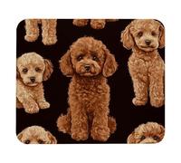 Tappetino per mouse quadrato, simpatico e divertente cane con barboncino marrone, design personalizzato, lavabile, in tessuto jersey, base in gomma antiscivolo, tappetino per mouse per computer, per