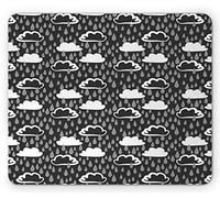 Tappetino per Mouse Rain Hand Drawn Like Greyscale Tone Scene with Clouds And Raindrops Doodle Tappetini Mouse Antipolvere Mousepad Forma Rettangolare, per Computer, Laptop, Scrivania, 25x30cm
