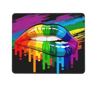 Tappetino per Mouse Rainbow Lips Lesbian Gay Pride LGBT Tappetino Mouse Gaming Lavabile Desk Mat Pulire Tappetino per Tastiera per Mac Gaming Computer Portatile 25X30Cm