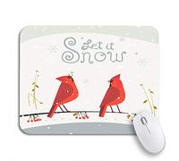 Tappetino per Mouse Red Northern Cardinal Birds Let It Snow Lettering Cute Sottomano Portatile Antipolvere Tappetino Mouse Gaming, per Computer, Laptop, 25 x 30cm