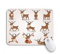 Tappetino per Mouse Red Santa Reindeer Christmas Moving Deer Collection Holiday Back Tappetino per Il Mouse Antiscivolo Personalizzato Antipolvere Tappetini Mouse, per Casa, Ufficio, 25 x 30cm