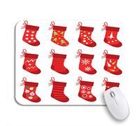 Tappetino Per Mouse Red Stocking Christmas Sock Celebration December Flake Holly Merry Tappetino Per Il Mouse Antiscivolo Confortevole Tappetino Mouse Pad, Per Laptop, Scrivania, 25 x 30cm