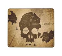 Tappetino per Mouse Retro Skull Island Map Pirate Treasure Mouse Mat con Bordi Cuciti Protezione Scrivania da Ufficio con Base in Gomma Antiscivolo Tappetino per Tastiera per Gaming Pc 25X30Cm