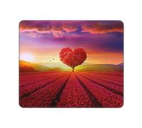 Tappetino per mouse rettangolare a forma di cuore rosso a forma di albero con motivo a forma di cuore, 30 x 20 cm, tappetino antiscivolo in gomma per computer portatili, computer, ufficio