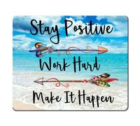 Tappetino per mouse rettangolare Amcove personalizzato con scritta ""Mantieni un atteggiamento positivo, lavora sodo e fallo accadere"", cartello m