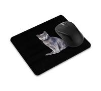 Tappetino per mouse rettangolare, antiscivolo, motivo: gatto Chartreux seduto ad acquerello WIRESTER per casa, ufficio e scrivania da gioco