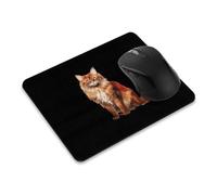 Tappetino per mouse rettangolare, antiscivolo, motivo: gatto somalo ad acquerello WIRESTER seduto, per casa, ufficio e scrivania da gioco