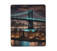 Tappetino per mouse rettangolare con bordo cucito New York Manhattan Bridge Night Print per computer portatili PC Office Gaming