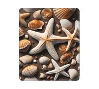 Tappetino per mouse rettangolare con stampa di stelle marine e conchiglie, base in gomma antiscivolo, 30,5 x 25,4 cm