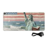 Tappetino per mouse riscaldato con la statua della libertà, in pelle, per computer, 80 x 33 cm, antiscivolo, per scrivania, casa, ufficio, scrittura, studio