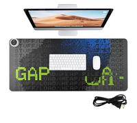 Tappetino per mouse riscaldato con lettere digitali blu, verde e grigio, grande, 80 x 33 cm, per scrivania per computer, per scrivania grande, per giocare e scrivere