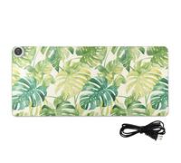 Tappetino per mouse riscaldato con motivo Monstera Deliciosa ad acquerello in pelle verde e bianca, 80 x 33 cm, per computer portatile e scrivania, per giocare e scrivere