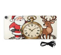 Tappetino per mouse riscaldato con orologio da taschino vintage Merry Christmas, tappetino per mouse da gioco 80 x 33 cm, tappetino per scrivania per casa, ufficio, scrivania, gioco, studio